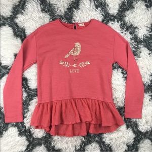 Zara Girls Children's Soft Collection Shirt Long Sleeve Size 13/14 Bird Love